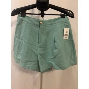 NWT L'Agence Seafoam Saige Safari Linen-Blend Shorts size 6
